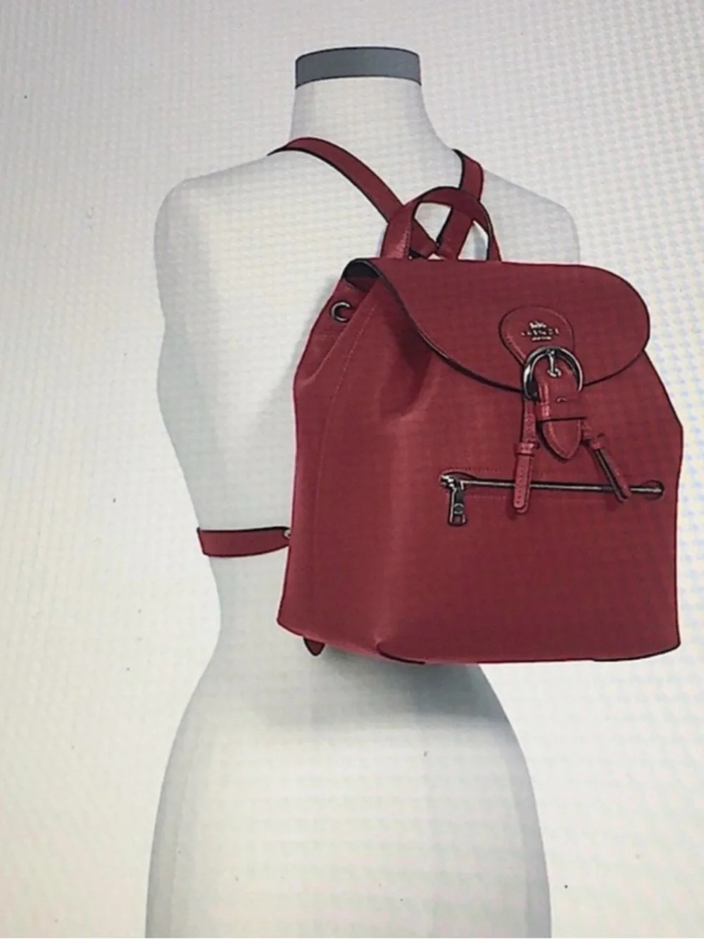 Coach kelo Burgundy Pebbled Leather Backpack with Gold Hardware